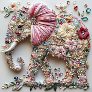 MINIWAN Elephant Jigsaw Puzzles for Adults 500 Pieces Colorful Crystal Flower Puzzles Beautiful Diamond Art Puzzle Difficult Unique Family Challenging Games Gift for Teens Adults Puzzle 20x20