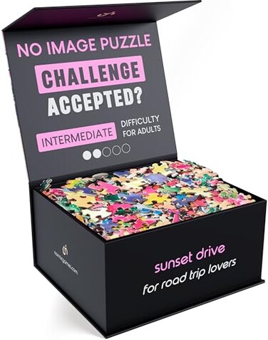 Normic No Image Puzzle 1000 Irregular Pieces Extreme Difficult Jigsaw Challenge Adults Hardest Puzzle No Guide Ultimate Brain Teaser Intermediate Level Sunset Drive Mystery Unique Gift