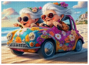 Lirches 1000pcs Happy Grandma Paper Puzzle Large Puzzle Toy Adult Game Gift Family Interactive Game Puzzle DIY Home Decoration Brain Challenge Gift