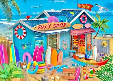 Kribin 500 Piece Puzzles for Adults Beach Surf Shop Puzzle Summer Beach Jigsaw Puzzle