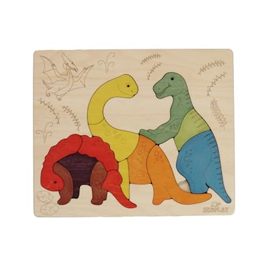 Ekoplay Jurassic Wooden Puzzle 15 Pieces Jigsaw Puzzle Dinosaurs for Kids 3 Years and Above