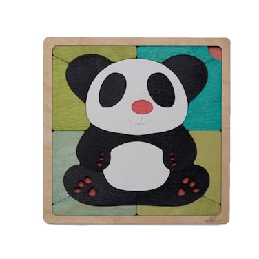 Ekoplay Pink Nosed Panda Wooden Puzzle 19 Pieces Jigsaw Puzzle Endangered Animals for Kids 3 Years and Above