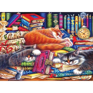RoseArt Puzzle Collector The Old Book Shops Cats 1000 Piece Jigsaw Puzzle for Adults