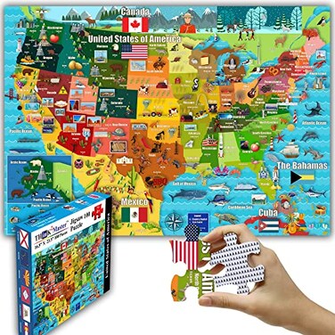 THINK2MASTER Think2Master Colorful United States Map 100 Pieces Jigsaw Puzzle Great for Families Great Gift USA234 X 165