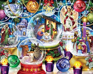 Vermont Christmas Company Nativity Snow Globes Jigsaw Puzzle 1000 Piece
