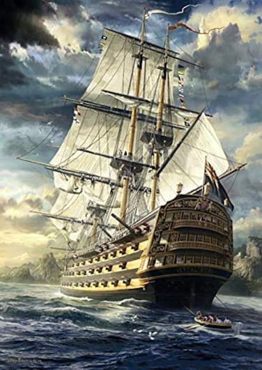 Moruska Sailing Ship Puzzles for Adults 1000 Piece Wooden Jigsaw Puzzle Difficult and Cool The Age of Navigation 1000 Pieces Fantasy Puzzles