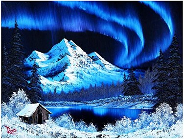 Toynk Bob Ross Northern Lights Puzzle for Adults and Kids Aurora Borealis 1000 Piece Jigsaw Puzzle Toy Interactive Brain Teaser for Family Game Night 28 x 20 Inches