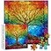 PICKFORU Stained Glass Puzzles for Adults 1000 Pieces and up Mosaic Tree of Life Puzzle Unique Rainbow Puzzles Colorful Difficult Jigsaw Puzzles for Adults