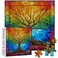 PICKFORU Stained Glass Puzzles for Adults 1000 Pieces and up Mosaic Tree of Life Puzzle Unique Rainbow Puzzles Colorful Difficult Jigsaw Puzzles for Adults