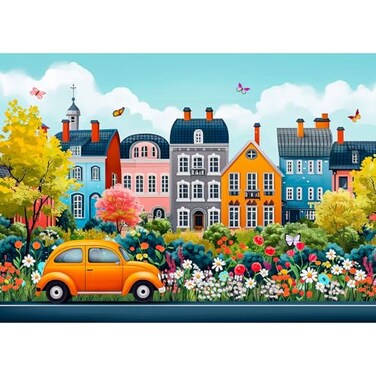 TangMosaic 1000 Piece Puzzle for Adults Small Town Scenery Jigsaw Puzzle Impossible Puzzles Game Interlock Perfectly No Dust Home Decoration Puzzle Gifts for Easter Fathers Mothers Day