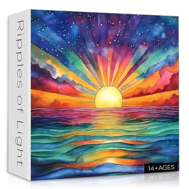 PICKFORU Impossible Puzzle for Adults 1000 Pieces Ocean Sunset Puzzles with Colorful Rainbow Gradient Magic Nature Art Jigsaw Puzzle Challenging Hard Puzzle for Adults