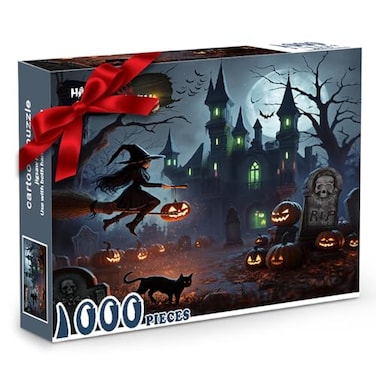 Nsoyos Halloween Puzzles 1000 PiecesCreative Play Haunted House PumpkinWitchGhostGrave Theme Puzzlesfor Holiday Party Gifts or Halloween Home Decorations