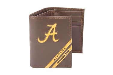 ZEP-PRO NCAA Alabama Crimson Tide ZepPro PullUp Leather Trifold Embossed Wallet Brown
