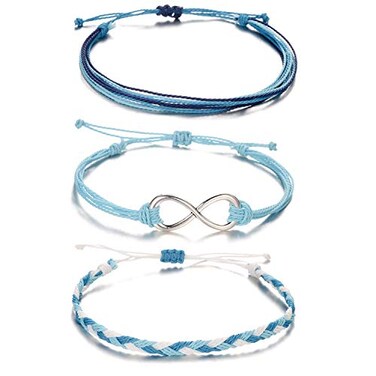Softones VSCO String Wave Bracelets for Women Handmade Colorful Waterproof Adjustable Braided Beach Bracelet Set for Women