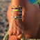 Sonateomber Tila Flat Beads Stretch Strand Bracelet for Women Friendship Handmade Orange Square Beaded Friendship Beach Link Bracelets Stackable Summer Jewelry Friend Gift