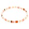 Sonateomber Tila Flat Beads Stretch Strand Bracelet for Women Trendy Friendship Handmade Pink Red Square Seed Beaded Beach Link Boho Bracelets Stackable Summer Jewelry Friend Gifts