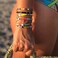 Sonateomber Tila Flat Beads Stretch Strand Bracelet for Women Trendy Friendship Handmade Pink Red Square Seed Beaded Beach Link Boho Bracelets Stackable Summer Jewelry Friend Gifts