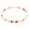 Sonateomber Tila Flat Beads Stretch Strand Bracelet for Women Trendy Friendship Handmade Pink Red Square Seed Beaded Beach Link Boho Bracelets Stackable Summer Jewelry Friend Gifts