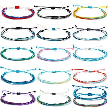 Starain 16Pcs Colorful String Bracelets for Women Beach Handmade Waterproof Braided Rope Bracelets Set Adjustable