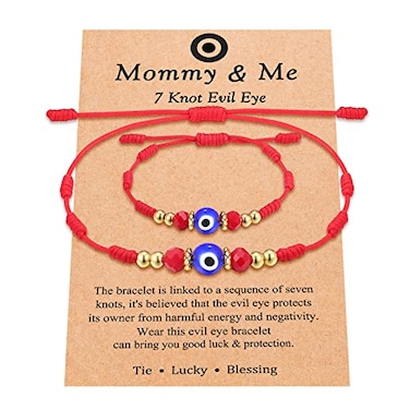 UNGENT THEM Evil Eye Bracelets Mal De Ojo Red String Kabbalah Protection Back to School Mommy and Me Bracelet for Women Men