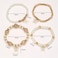 COLORFUL BLING 4Pcs Set Bohemian Butterfly Crystal Stone Stretch Pendant Bracelets for Women Gold Beaded Stackable Stretch Bracelet Colorful Charm Jewelry Boho Summer Beach1
