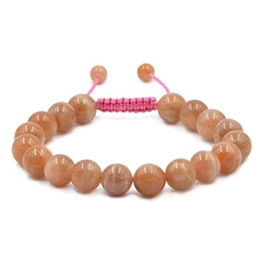 AD Beads Natural 10mm Gemstone Bracelets Healing Power Crystal Macrame Adjustable 79 Inch Sunstone