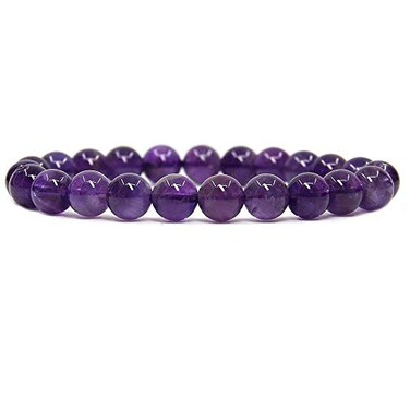 Angelstones Handmade Natural Amethyst Healing Gemstone 8mm Round Beads Stretch Crystal Bracelet 7 Inch Unisex
