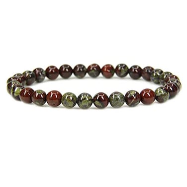 Angelstones Handmade Natural Dragon Blood Jasper Healing Gemstone 6mm Round Beads Stretch Crystal Bracelet 7 Inch Unisex