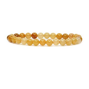 Angelstones Handmade Natural Multicolor Yellow Jade Healing Gemstone 6mm Round Beads Stretch Crystal Bracelet 7 Inch Unisex