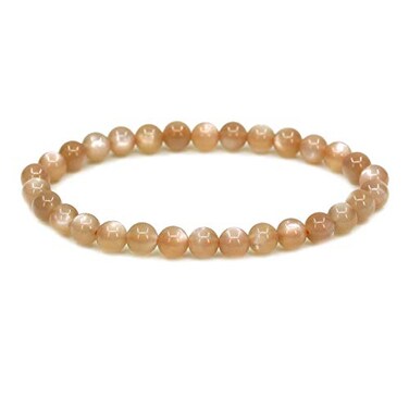 Angelstones Handmade Natural Red Sunstone Healing Gemstone 6mm Round Beads Stretch Crystal Bracelet 7 Inch Unisex