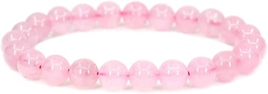 Angelstones Handmade Natural Rose Quartz Healing Gemstone 8mm Round Beads Stretch Crystal Bracelet 7 Inch Unisex