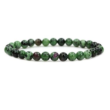 Angelstones Handmade Natural Ruby In Zoisite Healing Gemstone 6mm Round Beads Stretch Crystal Bracelet 7 Inch Unisex