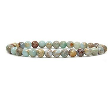 Angelstones Handmade Natural Serpentine Healing Gemstone 6mm Round Beads Stretch Crystal Bracelet 7 Inch Unisex