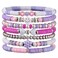 Besydec Preppy Friendship Beaded BraceletsPurple Sufer Heish Stackable Stretch Bracelet for WomenAesthetic JewelryElastic String Bracelets Pack
