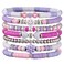 Besydec Preppy Friendship Beaded BraceletsPurple Sufer Heish Stackable Stretch Bracelet for WomenAesthetic JewelryElastic String Bracelets Pack