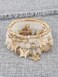 COLORFUL BLING Bohemian Bracelets for Women Gold Beaded Stackable Stretch Bracelet Set Butterfly Elastic Multilayer Colorful Charm Bracelets Summer Beach JewelryLight Beige