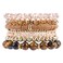 IDEAJOY Bohemian Brown Beaded Bracelets for Women 7Pcs Stackable Tiger Eye Beads Natural Stone Stretch Bracelets Multilayered Gemstone Clay Heishi Glass Beads Bracelet Set Boho Jewelry Gift for Women