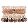 IDEAJOY Bohemian Brown Beaded Bracelets for Women 7Pcs Stackable Tiger Eye Beads Natural Stone Stretch Bracelets Multilayered Gemstone Clay Heishi Glass Beads Bracelet Set Boho Jewelry Gift for Women
