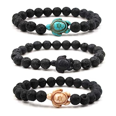 Caiyao 8mm Sea Turtles Beads Bracelet Turquoise Natutal Stone Elastic Stretch Bracelet for Women Men RockStone
