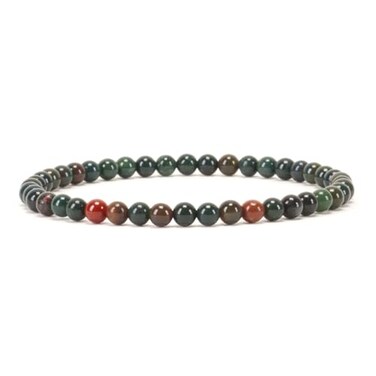 Cherry Tree Collection Small Medium Large Sizes Gemstone Beaded Bracelets For Women and Men 4mm Round Beads Bloodstone Medium