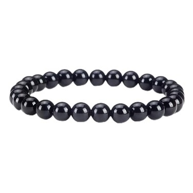 Cherry Tree Collection Small Medium Large Sizes Gemstone Beaded Bracelets For Women and Men 6mm Round Beads Black Agate Small
