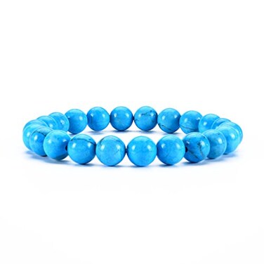 Cherry Tree Collection Semi Precious Gemstone Beaded Stretch Bracelet 8mm Round Beads Blue Turquoise Howlite