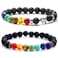 Doitory Men Women 8mm Lava Rock 7 Chakra Beads Chakra Bracelet Braided Rope Natural Stone Yoga Bracelet Bangle