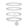 doubgood Silver Bracelets for Women White Gold Plated Stackable Initial Beaded Bracelet with Letter Pendant J Waterproof Stretch Trendy Stack Jewelry Set Gifts for Mom Christmas