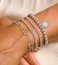 doubgood Silver Bracelets for Women White Gold Plated Stackable Initial Beaded Bracelet with Letter Pendant L Waterproof Stretch Trendy Stack Jewelry Set Gifts for Mom Christmas
