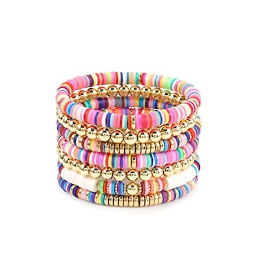 Elegance 11 designs Colorful Heishi Beaded Bracelets For Women Polymer Clay Surfer Stackable Beads Boho Bracelet Summer Beach Jewelry Set