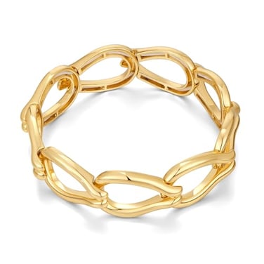 ENSKEFEN Gold Stretch Chain Bangle Bracelets for Women Lightweight Chunky Elastic Bangle Minimalist Jewelry