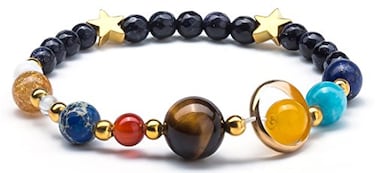 Fesciory Women Solar System Bracelet Universe Galaxy The Eight Planets Guardian Star Natural Stone Beads Bracelet Bangle For MenBlue SandstoneStretch
