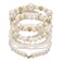 Fuqimanman2020 Chunky Simulated Pearl Stackable Stretch Bracelet Set Beaded Ball Adjustable Multilayered Elastic Bangles for Women Wedding JewelryC