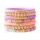 GOOJIDS Surfer Heishi Clay Bead Bracelets for Women Bohemian Stackable Gold Beaded Stretch Bracelets Elastic Layering Friendship Bracelets Set Boho Jewelry G2PurplePink 7pcs